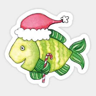 Santa Christmas Fish Sticker